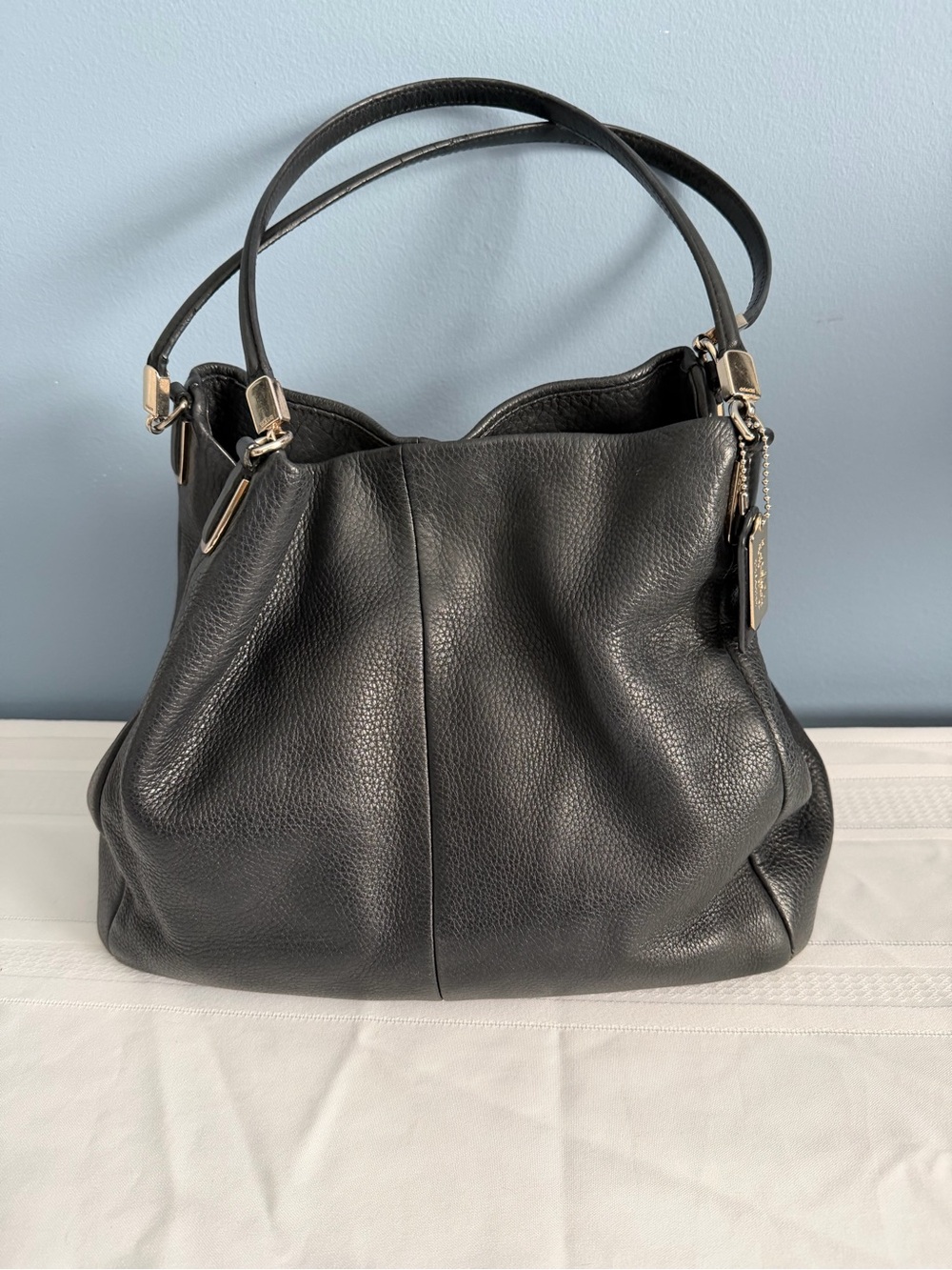 Coach Black Pebbled Leather Hobo Shoulder Bag with Gold Hardware